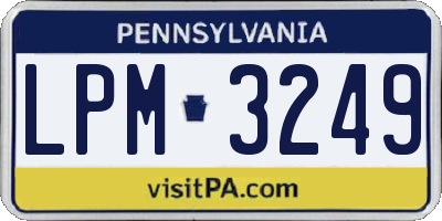 PA license plate LPM3249