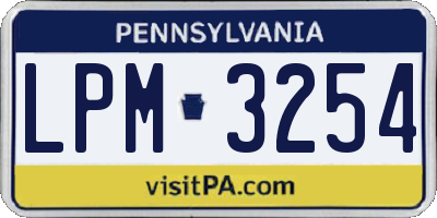 PA license plate LPM3254