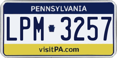 PA license plate LPM3257