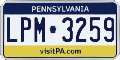 PA license plate LPM3259