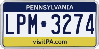 PA license plate LPM3274