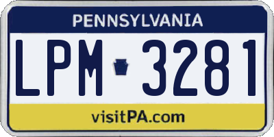 PA license plate LPM3281