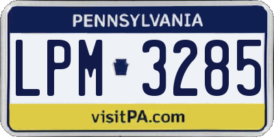 PA license plate LPM3285