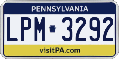 PA license plate LPM3292