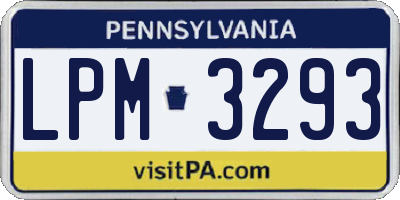 PA license plate LPM3293