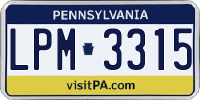 PA license plate LPM3315