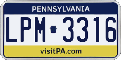 PA license plate LPM3316