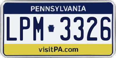 PA license plate LPM3326