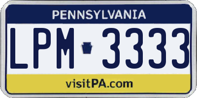 PA license plate LPM3333