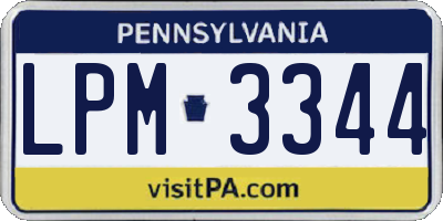 PA license plate LPM3344