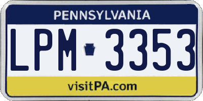 PA license plate LPM3353