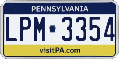 PA license plate LPM3354