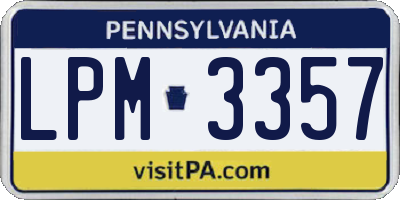 PA license plate LPM3357