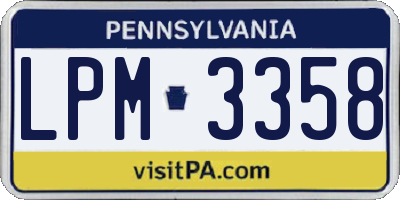 PA license plate LPM3358