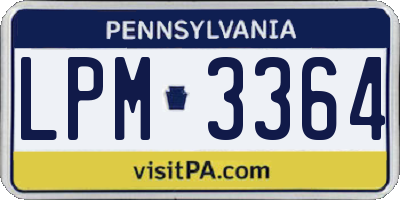 PA license plate LPM3364