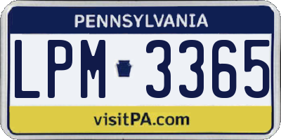PA license plate LPM3365