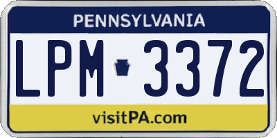 PA license plate LPM3372