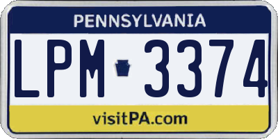 PA license plate LPM3374