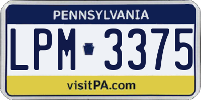PA license plate LPM3375