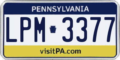 PA license plate LPM3377