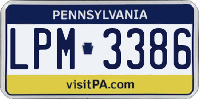 PA license plate LPM3386