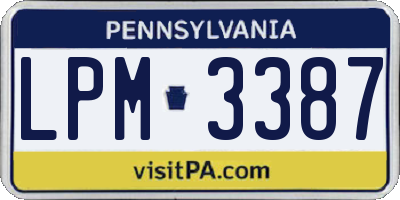 PA license plate LPM3387