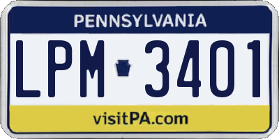 PA license plate LPM3401