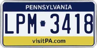 PA license plate LPM3418