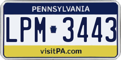 PA license plate LPM3443