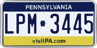 PA license plate LPM3445