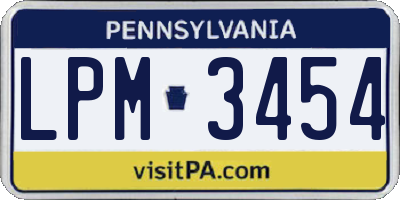 PA license plate LPM3454