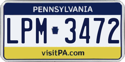 PA license plate LPM3472