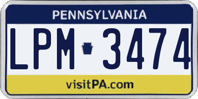 PA license plate LPM3474