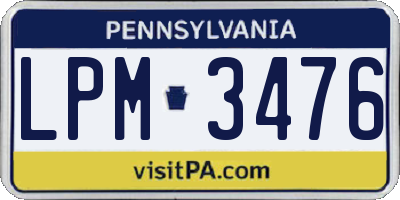 PA license plate LPM3476
