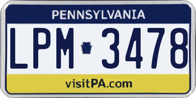PA license plate LPM3478