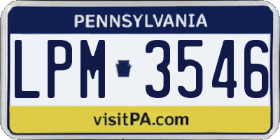 PA license plate LPM3546
