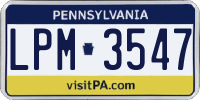 PA license plate LPM3547