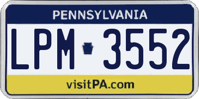 PA license plate LPM3552