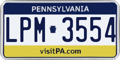PA license plate LPM3554