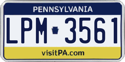 PA license plate LPM3561