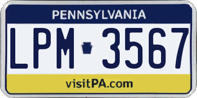 PA license plate LPM3567