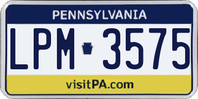 PA license plate LPM3575