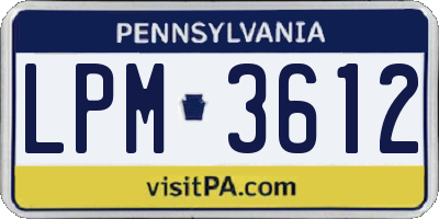 PA license plate LPM3612