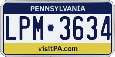 PA license plate LPM3634