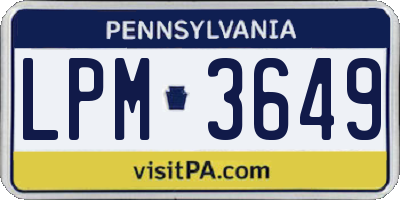 PA license plate LPM3649