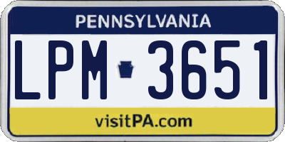 PA license plate LPM3651