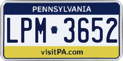PA license plate LPM3652