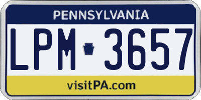 PA license plate LPM3657