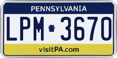 PA license plate LPM3670