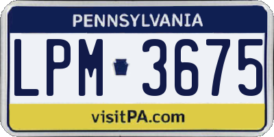 PA license plate LPM3675